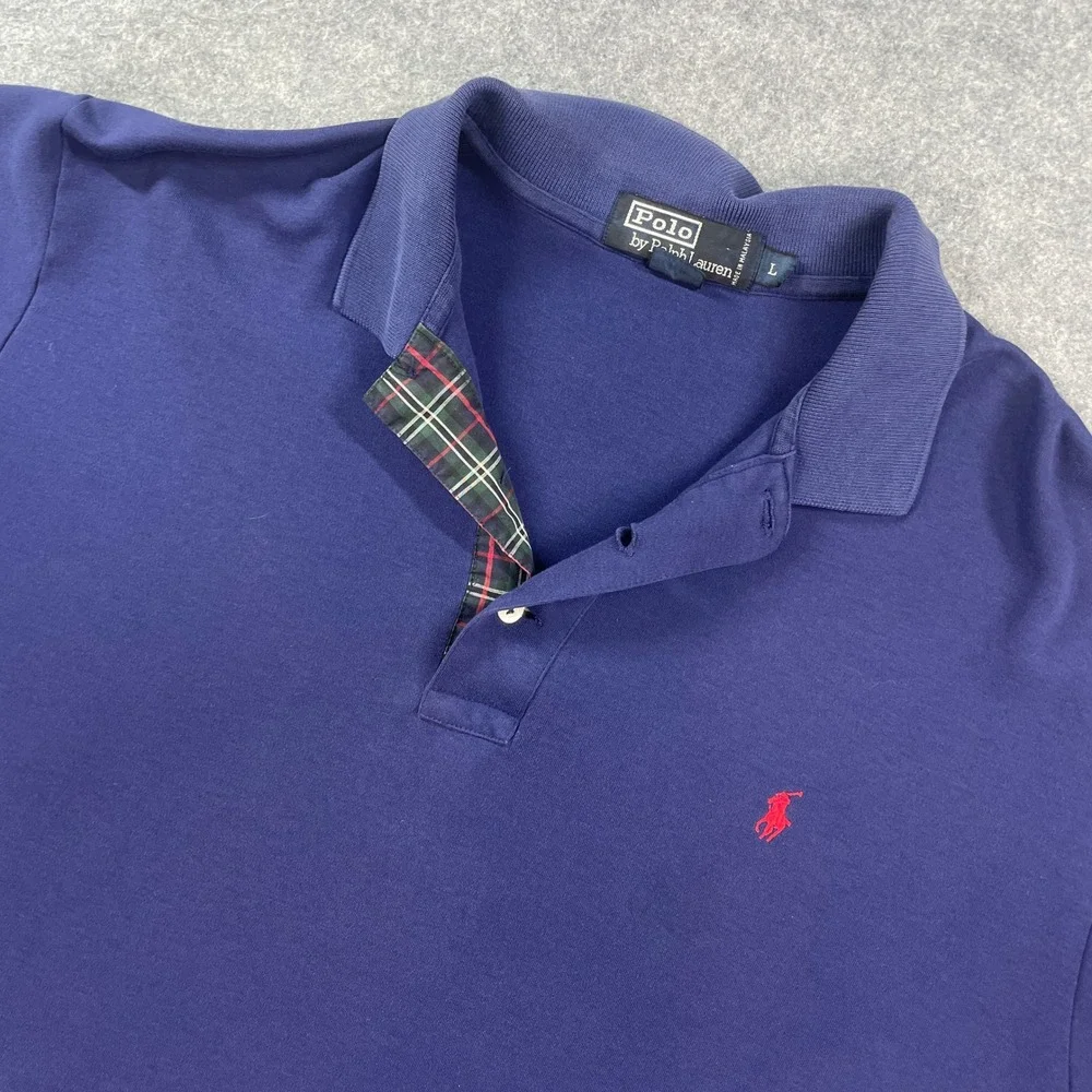 Ralph Lauren Mens Polo Shirt L Navy Short Sleeve
